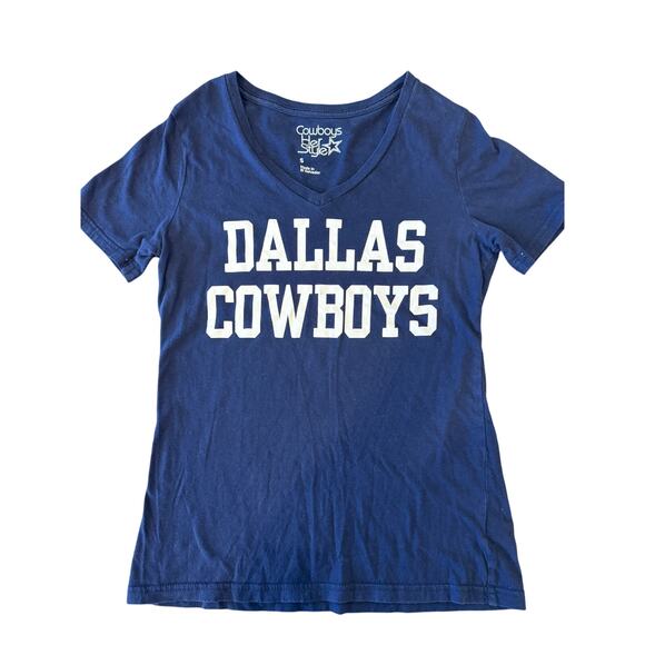 Cowboys Her Style NFL DALLAS COWBOYS V Neck Tee T-Shirt Women size S GAMEDAY - Picture 1 of 5